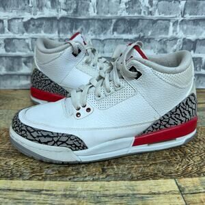 Nike Air Jordan 3 Retro Hall Of Fame White Red 398614-116 Youth Size 7Y Rare